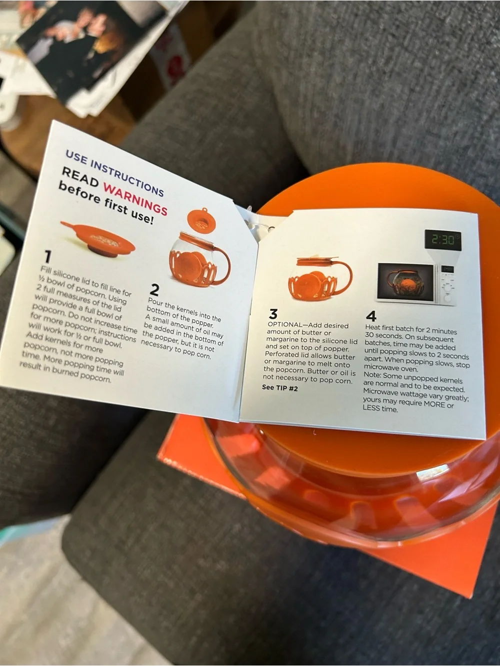 Orange Popcorn Serving Bowl with Handle - Popcorn Brand